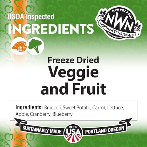 Image of Northwest Naturals Freeze-Dried Veggie & Fruit Functional Topper - for Dogs & Cats - Healthy, Limited, Human Grade Ingredients, All Natural, Proudly Made in USA, 5 Oz (Pack of 2)