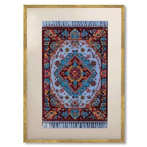 Vintage Persian Rug Wall Art Canvas Print, Gold Frame, 12x16