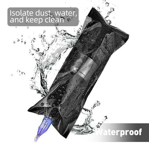 ATOMUS Tattoo Machine Covers with Self-adhesive Strip 100pcs 2.5×8.6 inch Sealable Tattoo Pen Covers Bags Sleeves for Cartridge Pen Tattoo Machine Tattoo Supplies & Accessories (Black) - Thumbnail 3
