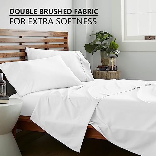American Home Collection Queen Size Sheet Set - 16-Inch Deep Pocket - Ultra Soft Microfiber Bed Sheets - Breathable, Wrinkle and Fade Resistant, Easy Care - 4 Piece Set (Queen, White)