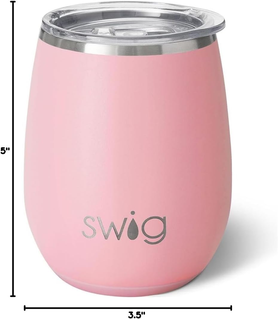 Swig Life 14oz Stemless Wine Cup, Insulated Wine Tumbler with Lid, Stainless Steel Travel Tumbler (Blush) - Image 6