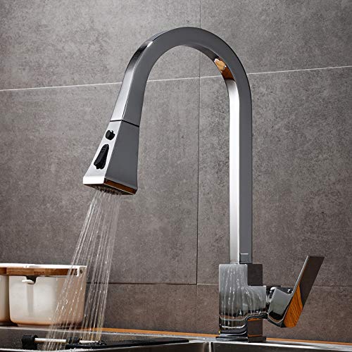 Robinet évier cuisine extractible mitigeur laiton chrome tuyau 1-2 bar