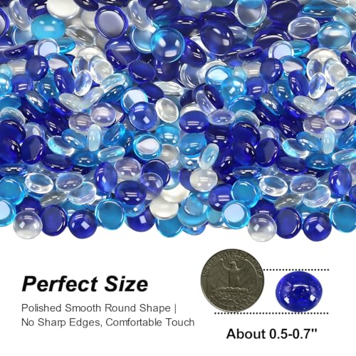 Image of Mini Glass Gems Flat Bottom Marble Beads for Vase Aquarium Fish Tank | Mixed Color Decorative Glass Stones Vase Filler For Planter Crafts Home Art Decoration (1 Pound)