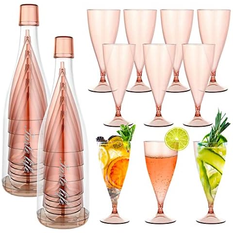 GOYADA Reusable Plastic Champagne Glasses Set Cover