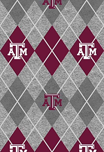 SYKEL ENTERPRISES Texas A&M Fleece Fabric Sold by The Yard-Texas A and M Aggies Heather Argyle Fleece Blanket Fabric-SYKEL TAM1148