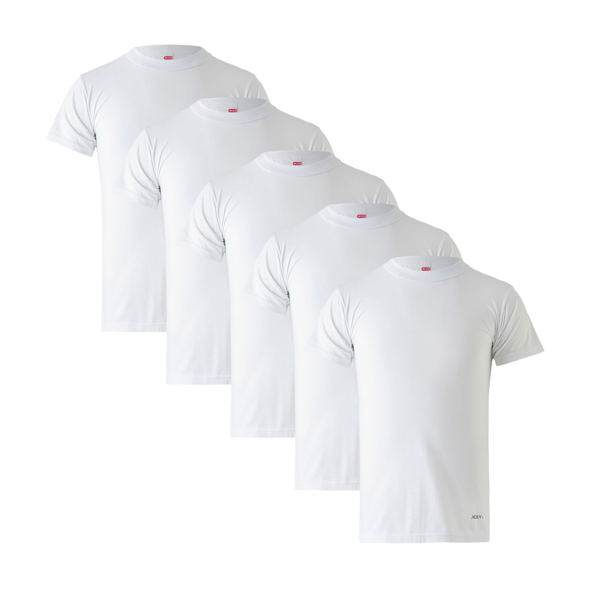Mody Men Undershirt Round Neck Short Sleve 5-Pack Men Undershirt Cotton Tank Top Soft Undershirt for Men