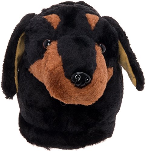 Silver Lilly Dachshund Dog Slippers - Animal Slippers Novelty House Shoe (Black/Tan, Large) #TOP1