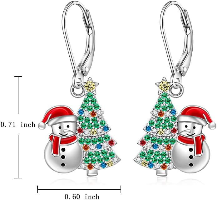 Christmas Earrings Snowman Christmas Tree Earrings for Women S925 Sterling Silver Dangle Drop Holiday X Mas Jewelry - Image 7