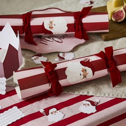 Christmas DIY Santa Baby Crackers – Set of 6 Red and Pink Holiday Party Favors