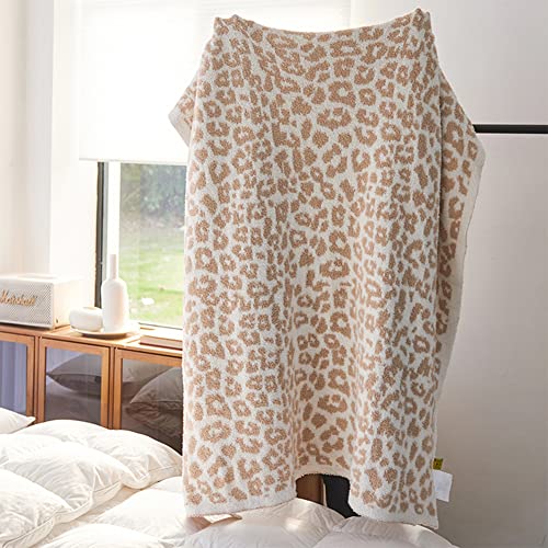 Leopard Knitted Throw Blanket Super Soft Cozy Warm Microfiber Leopard Print Blanket 50"X60"Lightweight Fluffy Reversible Khaki Cheetah Print Blanket For Couch Sofa Bed Travel #TOP4