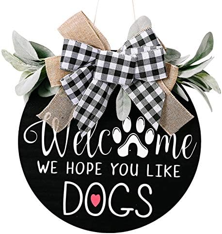 bestheart Welcome Sign for Front Door, Sign Front Porch Door Decor, Spring Summer Rustic Round Wooden Hello Sign,Hanging Décor for Outdoor (B)