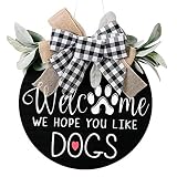 bestheart Welcome Sign for Front Door, Sign Front Porch Door Decor, Spring Summer Rustic Round Woode