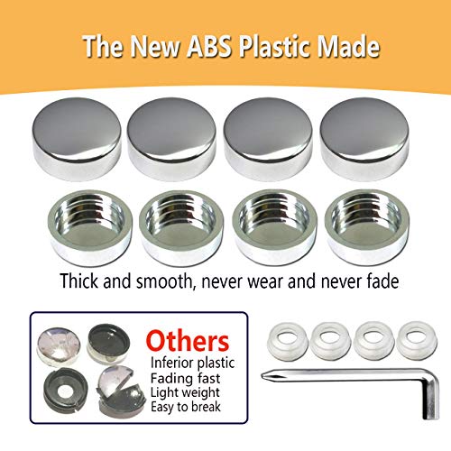 image for BGGTMO Chrome License Plate Screw Caps-Gloss Finish Screw Covers and L
