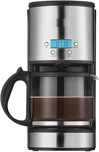 AIDNI Digital Filter Coffee Maker, Stainless Steel & Black, Programmable Timer Display, Model CM2069ST