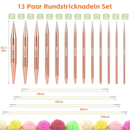 Coopay Roségold Rundstricknadel Set 3,0-10,0 mm – Bild 6