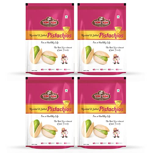 Image of YUM YUM Premium California Roasted & Salted Jumbo Size Pistachios Nut 1kg Family Value Pack of 4 (250g Each)| Pista Dry Fruit | Super Crunchy & Delicious Healthy Nuts | Gluten Free & Low-Calorie