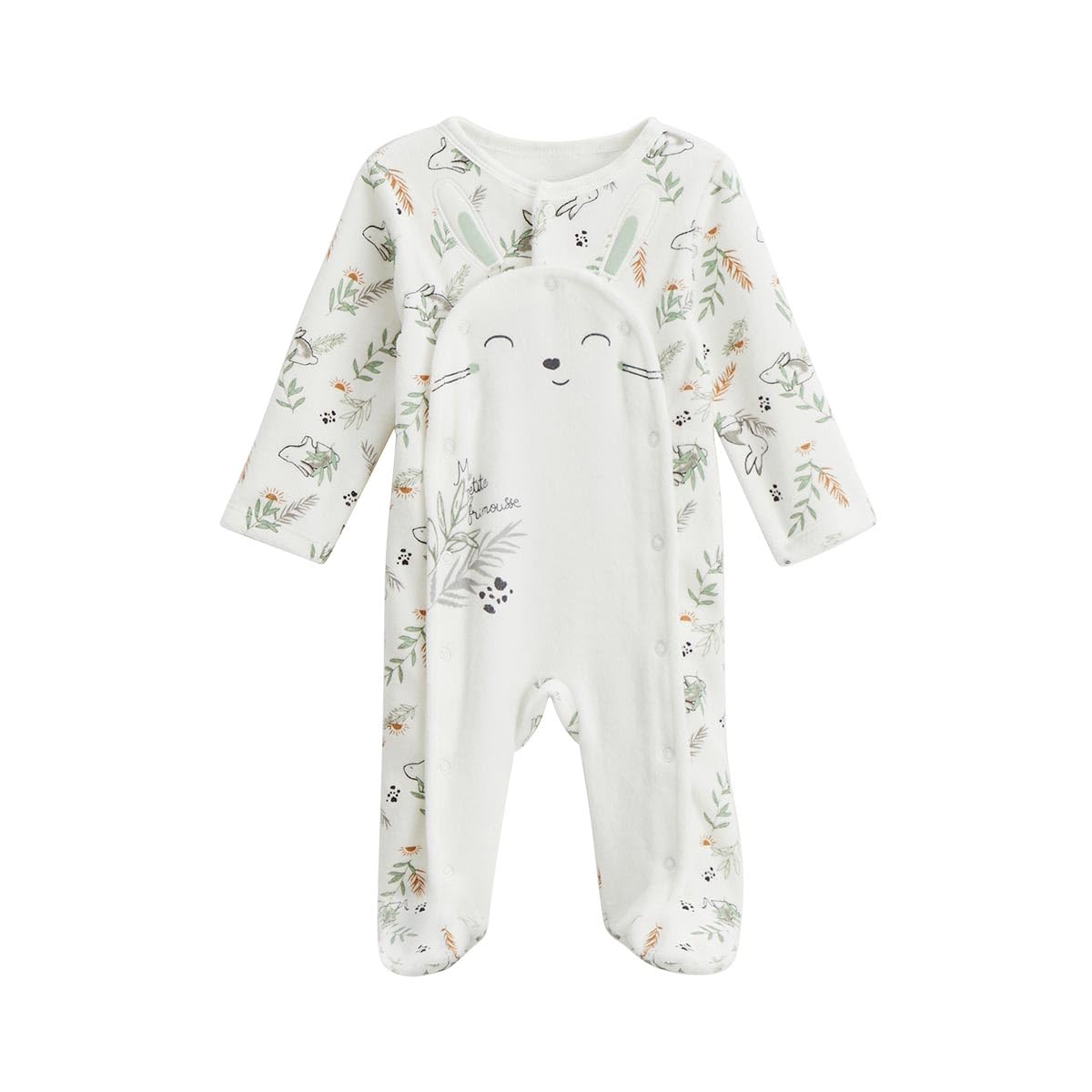 Petit Béguin - Pyjama bébé en velours ouverture pont Frimousse