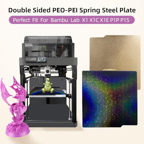 Image of Rainbow PEY+Textured PEI Build Plate for Bambu Lab X2D /X1C /X1 /X1E /A1 /P1S /P1P /P2S, Double Sided PEY PEI Spring Steel Sheet 257x257mm for Bambulab 3D Printers
