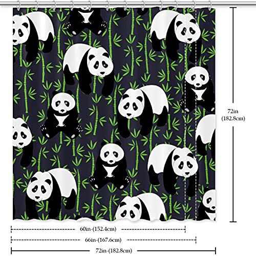 Rideau de douche Panda Gris 183 cm en tissu imperméable - 7
