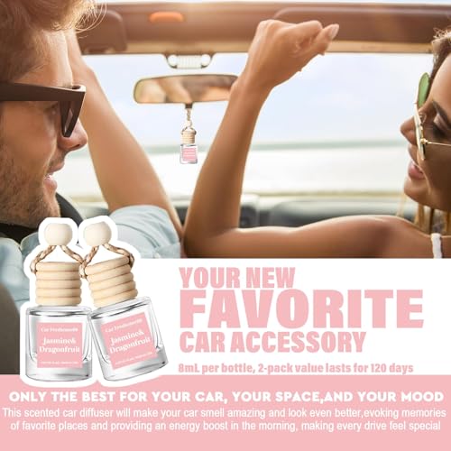 Image of C Classy Car Air Freshener Hanging 2 Pack, Jasmine Essential Oil Diffuser, Long-Lasting Fragrance, Cute Car Accessories for Women & Men, Made in USA