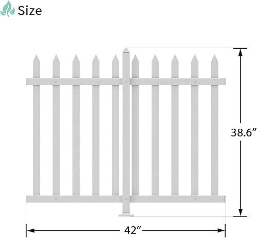 Miniatura 5 de Paneles de valla de piquetes, 2 juegos de 84 pulgadas de largo x 38.6 pulgadas de alto, valla de vinilo de PVC para jardín de patio delantero y