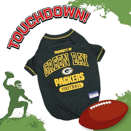 Image of NFL Green Bay Packers Dog T-Shirt for Pets, Size X-Small. Officially Licensed Pet Shirt with Team Logo, Soft Stretchable Comfort Fit Apparel for Dogs & Cats