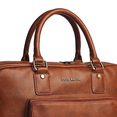 Image of Gauge Machine Professional Vegan Leather Messenger Briefcase Bag for Office |Fits upto 14 /15 / 16 inch Laptop |Separate Padded Laptop Compartment |Water Resistant |Men & Women |16L