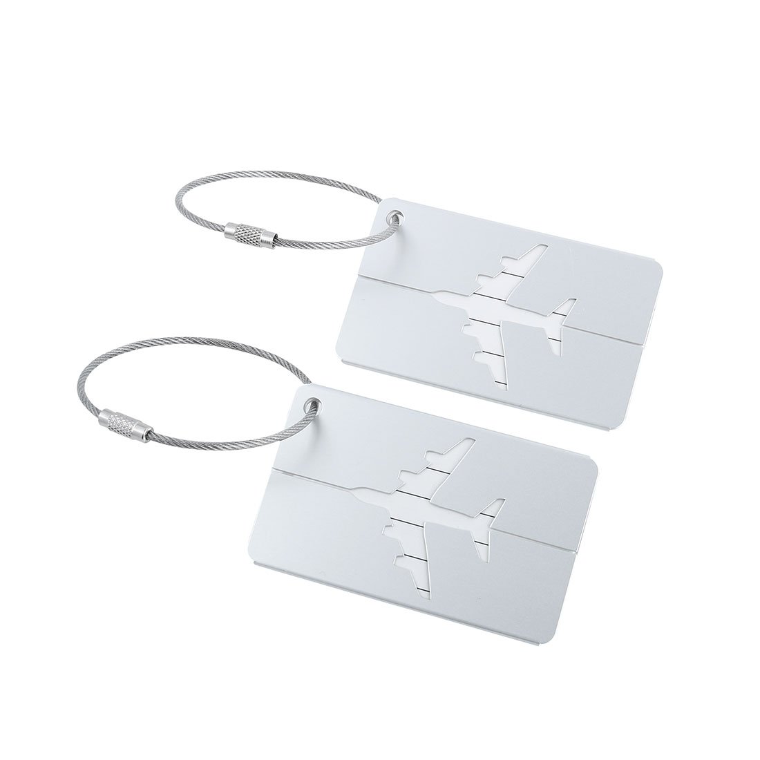 Uxcell Silver Tone Sourcingmap Luggage Tags,Metal Travel Tags Luggage Identifier Card Holder Name Address Id Labels For Baggage Suitcases,, 2 Pack