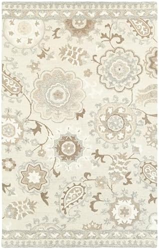 Oriental Weavers Craft Hand-Made Wool Area Rug - 93005-8' x 10' - in Ivory/Grey - Scandinavian Inspired, Hand-Made Wool Rugs, Dining, Living Room Rug
