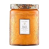 Voluspa Baltic Amber Large Embossed Glass Jar Candle, 16 Ounces