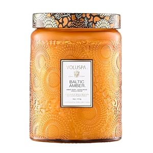 Voluspa Baltic Amber Candle, 18 oz, Coconut Wax Blend, Scented Candles for Home, 100 Hour Burn Time, Candle Jar