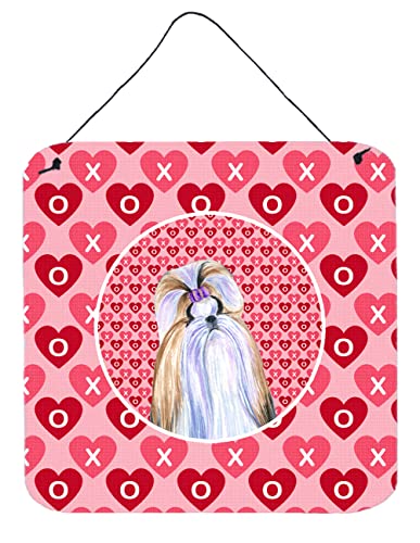 Caroline's Treasures SS4465DS66 Shih Tzu Hearts Love and Valentine's Day Portrait Wall or Door Hanging Prints Aluminum Metal Sign Kitchen Wall Bar Bathroom Plaque Home Decor, 6x6, Multicolor