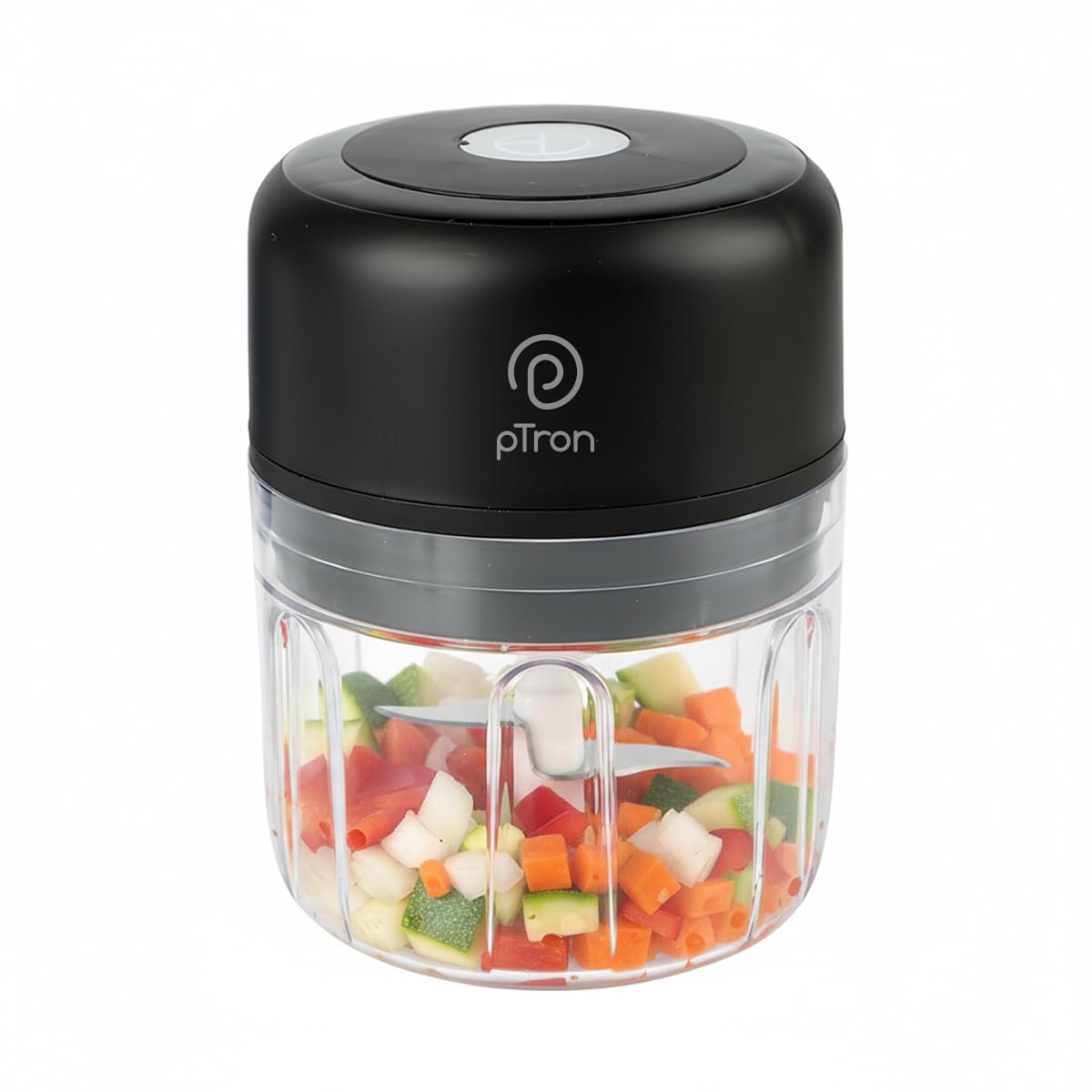 pTron EaseMate Chopper S1, Rechargeable Mini Electric Chopper, Food Grade Bowl, 3 Stainless Steel Blades, One-press Operation, for Mincing Garlic,Ginger,Onion,Vegetable, 250ml, Type C Charging (Black)-picture-13