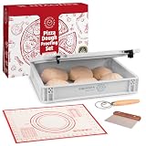 ENJOYINX Pizza Dough Proofing Box with Lid - Includes Dough Whisk, Scraper & Mat - Perfect for Bread, Sourdough & Pizza Dough Proofing – Reusable, Stackable, Dough Tray Container