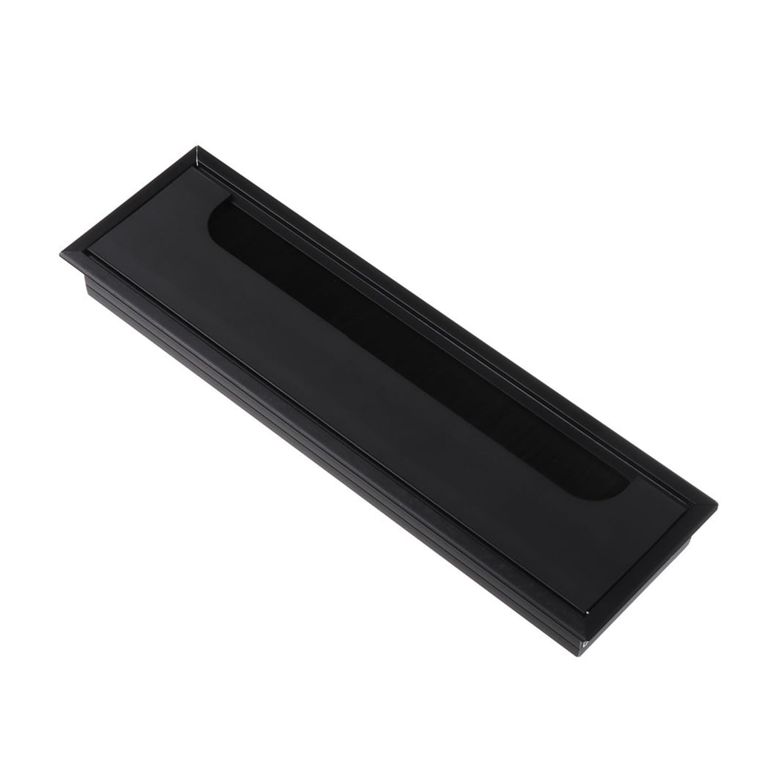 Przelotka kablowa na biurko ze stopu aluminium z czarną szczotką, trwała prostokątna pokrywa otworu i port przewodowy do PC i stołu biurowego (czarna, 80 x 280 mm)