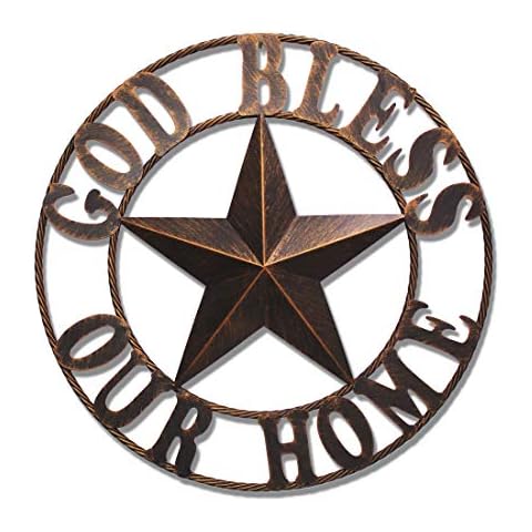 26" God Bless Our Home Texas Metal Barn Wall Decor Western Iron Vintage Decoration for Home kitchen Cover