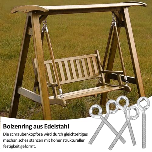 Ringschraube M6, 12 Stück Ösenschrauben,Langem Schaft Edelstahl Ringschrauben,Schraubenringe Geschweißt,für Rolle des Befestigens und Hängens