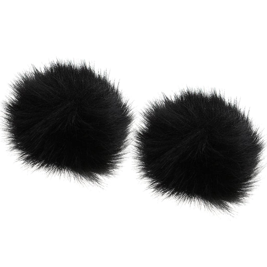 ATORSE 2x Microphone Furry Windscreen Windshield Muff Mic Furry Cover black-image-49