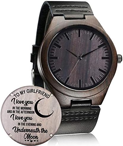 Customized Engraved Wooden Watch, Casual Handmade Wood Watch for Men Women Husband Wife Dad Mom Son Family (for My Girlfriend)