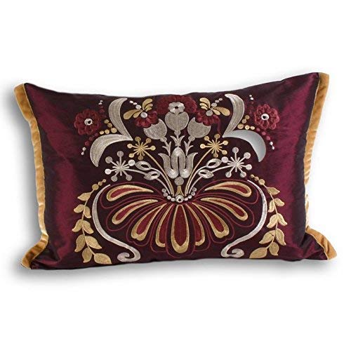 Riva Paoletti Paoletti Opulencia Boudoir del Adorno Bordado Oxford Edge Cojín Presas/Oro 30X 50 Cm, poliéster, Ciruela damascena, 35 cm x 50 cm