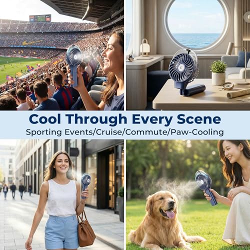 Handheld Misting Fan with Mister, Mothers Day Gifts for Mom, Birthday Gifts for Girls Women Men, Mini Portable Cooling Fan Rechargeable, Essentials for Travel Beach Vacation Cruise 2026 New