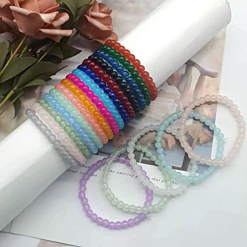 Mozaka 20Pcs 6Mm Beaded Stretch Bracelet For Women Multicolor Crystal Glass Beads Bracelets Handmade Round Beads Elastic Bracelets Jewelry #TOP6