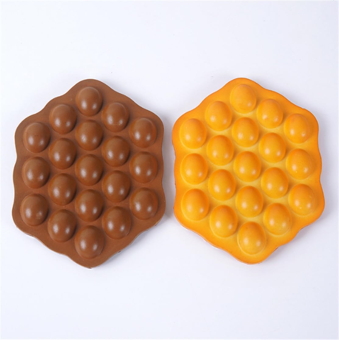 Skyseen 2Pcs Artificial Lifelike Egg Waffle Fake Egg Puffs Simulation Bubble Waffle for Decoration Display Props