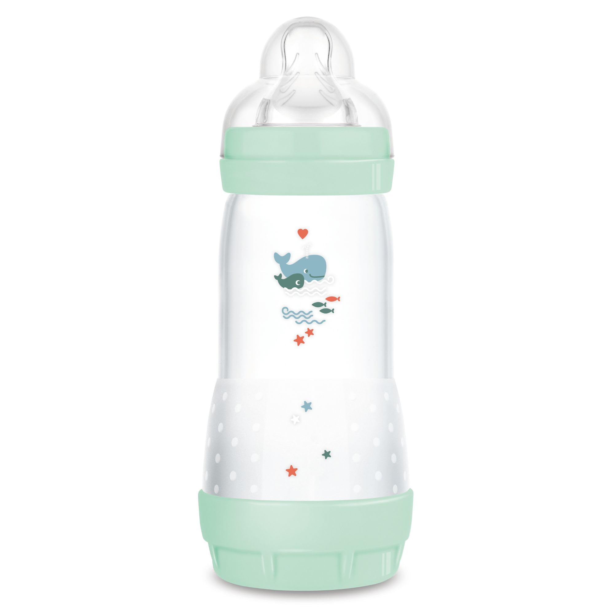 MAM Biberon Easy Start 320 ml, Biberon anticolica per allattamento misto, Riduce le bolle d'aria e il rischio di coliche, Accessori neonati 4+ mesi autosterilizzanti e con tettarella misura 3, Verde