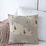 Anmbsk Decorative Throw Pillow Covers for Couch Pattern Winter Skiing Skier Leisure Ski Fun Textures...