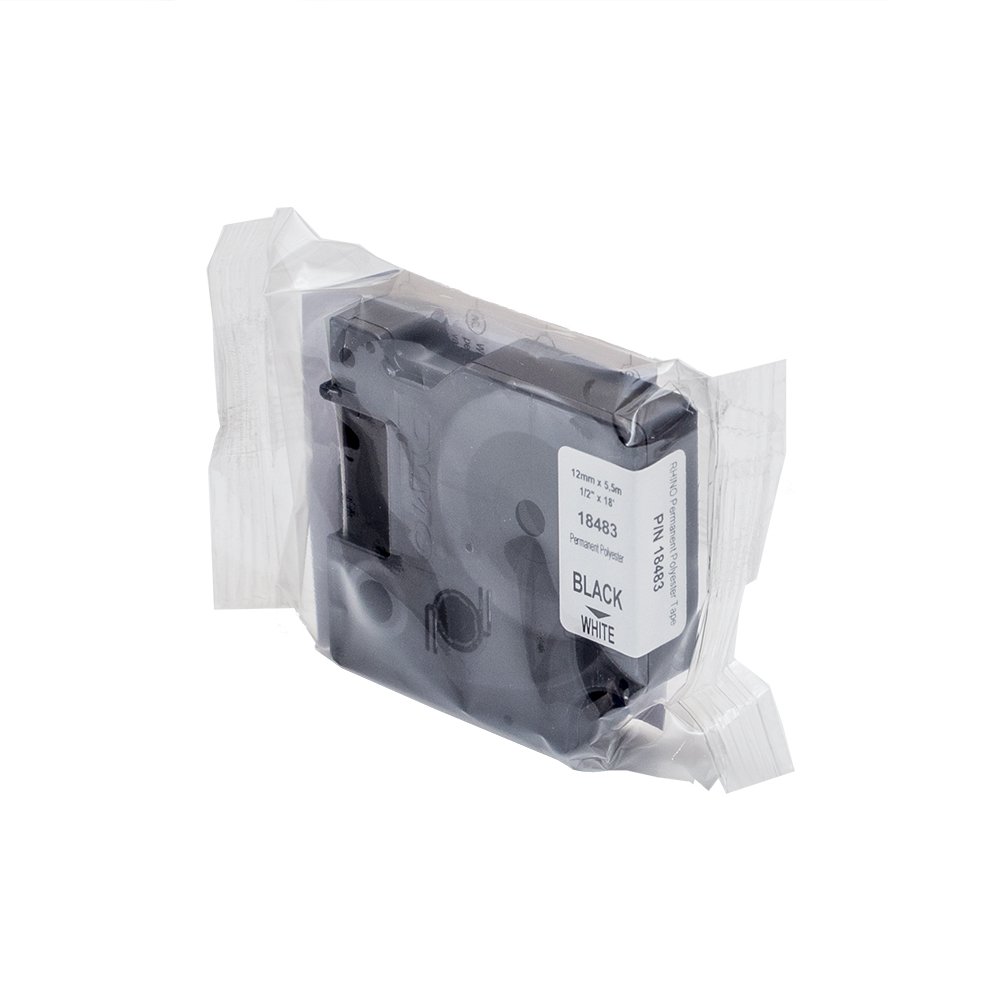5 x Dymo 18483 Rhino industrial-strength Permanent Stoff Label Klebeband, 12 mm x 5,5 m Kassette schwarz Druck auf wei + Papermate Kugelschreiber Geschenk
