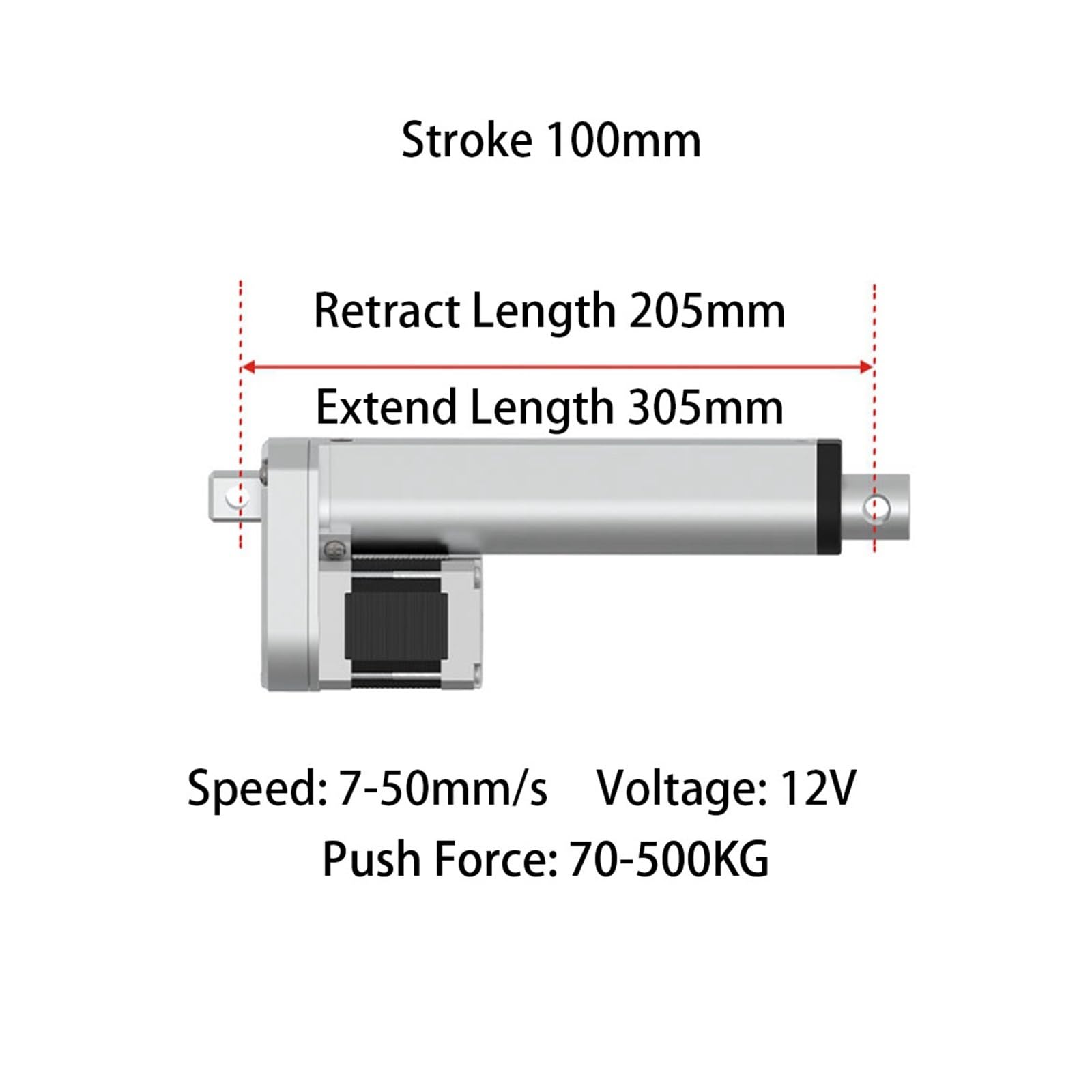 Siłownik liniowy silnika krokowego 12V Nema 16 Max 50 mm/s 500N Elektryczny popychacz ze stopu aluminium Stoły podnośne do telewizorów(Stroke 300mm,50mm per s 70N)