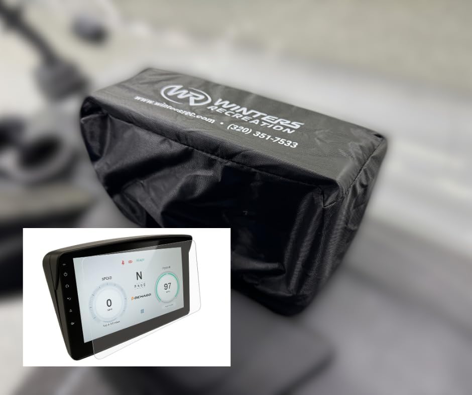 Golf Cart Screen Protector and Waterproof Display Cover Bundle for Denago Nomad Rover, Anti-Glare Tempered Glass, Scratch Resistant Touchscreen Protection