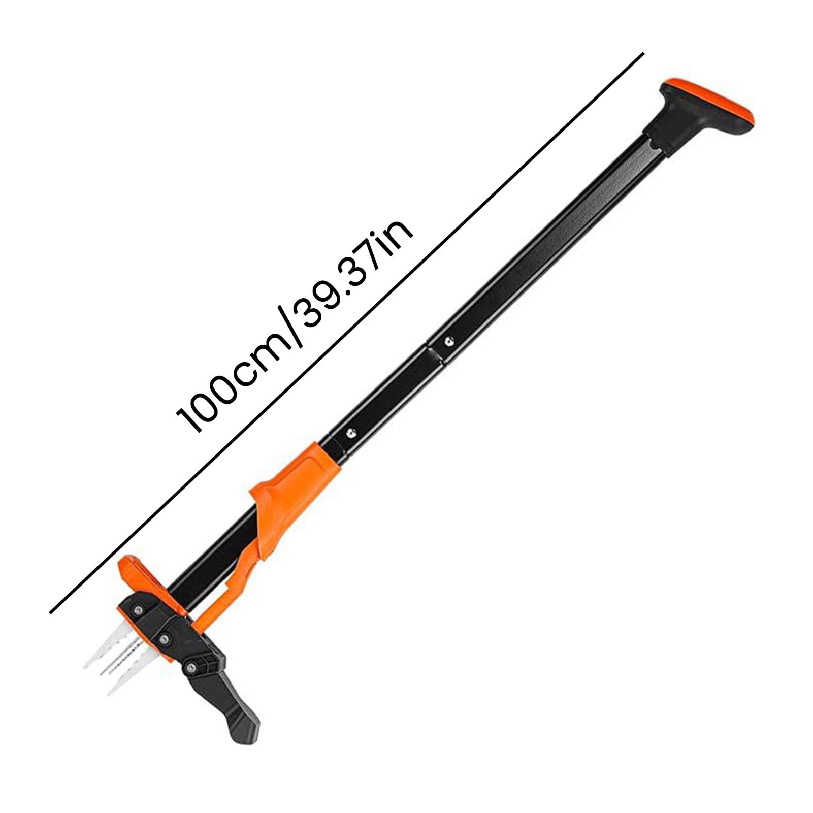 Unkrautentferner Werkzeug Stand-Up-Unkrautjäter, 100 cm langer Griff, 4-Krallen-Unkrautabzieher, Werkzeug mit einfachem Auswurfmechanismus, kein Biegen, rücksparend, Links- oder Rechtshänder