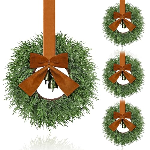 Suncalla 4 Pcs Small Christmas Wreaths for...